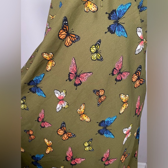 Women’s XS Abercrombie & Fitch Olive Green Butterfly Strappy Mini Dress - Picture 6 of 10